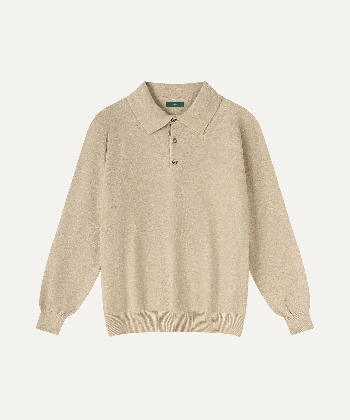 Front view of Khaki Fernache Old Money Wool Fine Polo