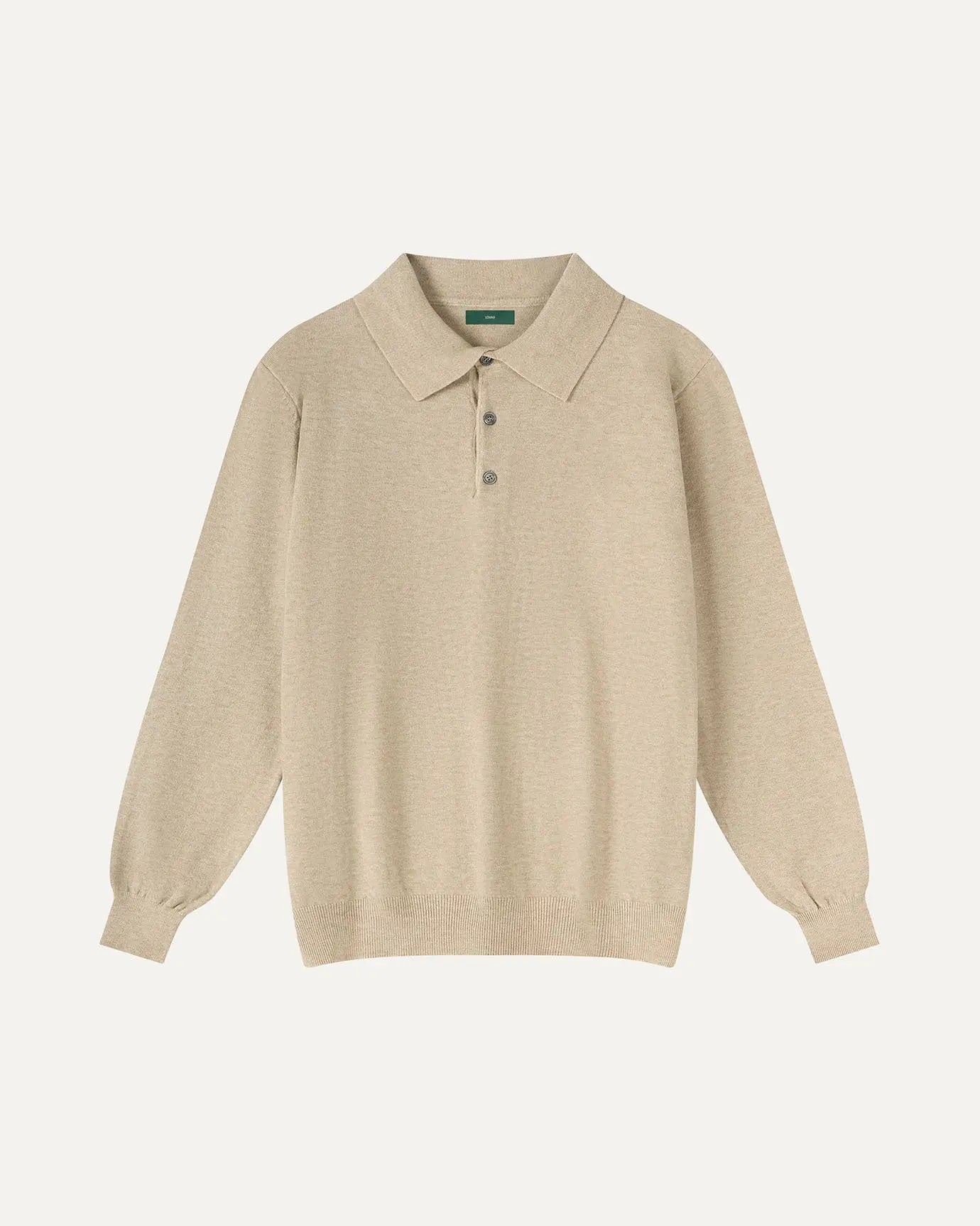 Front view of Khaki Fernache Old Money Wool Fine Polo