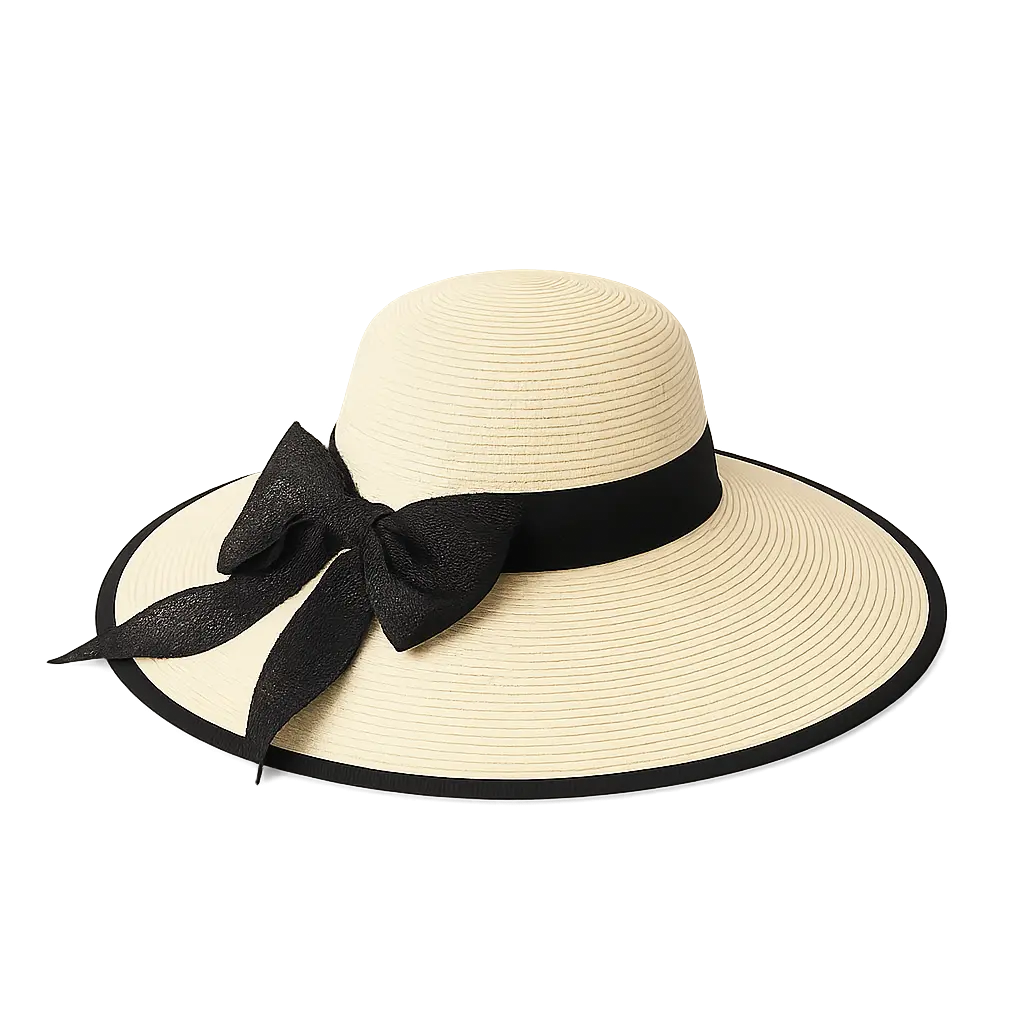 Front view of white/black Luce di Capri Hat