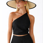 Luce di Capri Hat shown in a lifestyle setting, full length view