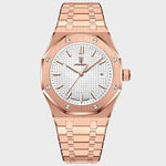 Front view of Gold White Luxury Quartz Wristwatch