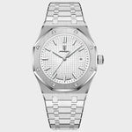 Front view of Silver White Luxury Quartz Wristwatch