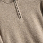 Close-up detail of Madrid Cashmere Zip Sweater, fabric detail