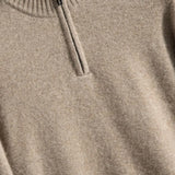 Close-up detail of Madrid Cashmere Zip Sweater, fabric detail