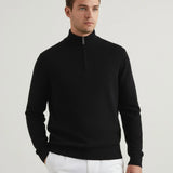 Close-up detail of Madrid Cashmere Zip Sweater, hardware detail