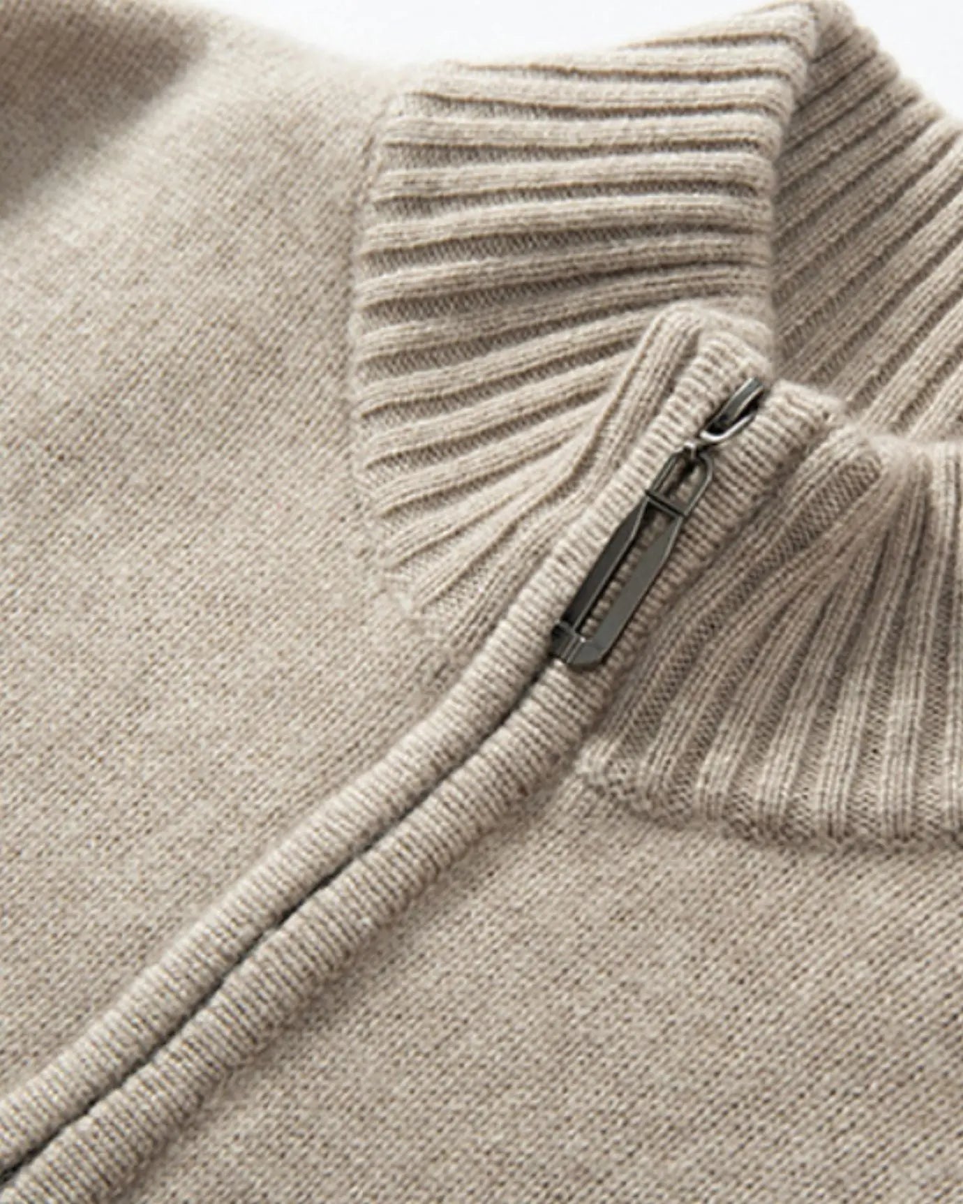 Close-up detail of Madrid Cashmere Zip Sweater