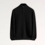 Front view of Black Madrid Cashmere Zip Sweater