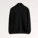 Front view of Black Madrid Cashmere Zip Sweater