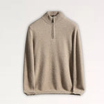 Front view of Dark Camel Madrid Cashmere Zip Sweater