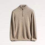 Front view of Dark Camel Madrid Cashmere Zip Sweater