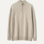Front view of Elegant Camel Madrid Cashmere Zip Sweater