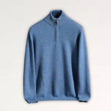 Front view of Floral Blue Madrid Cashmere Zip Sweater