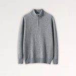 Front view of Gray Madrid Cashmere Zip Sweater