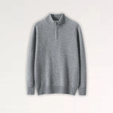 Front view of Gray Madrid Cashmere Zip Sweater