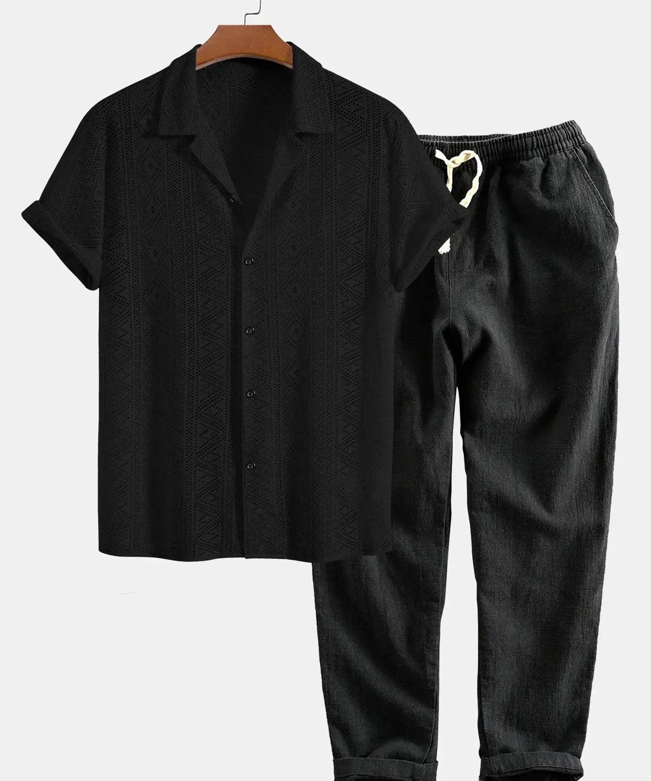 Front view of Black Malé - Short-Sleeved Set
