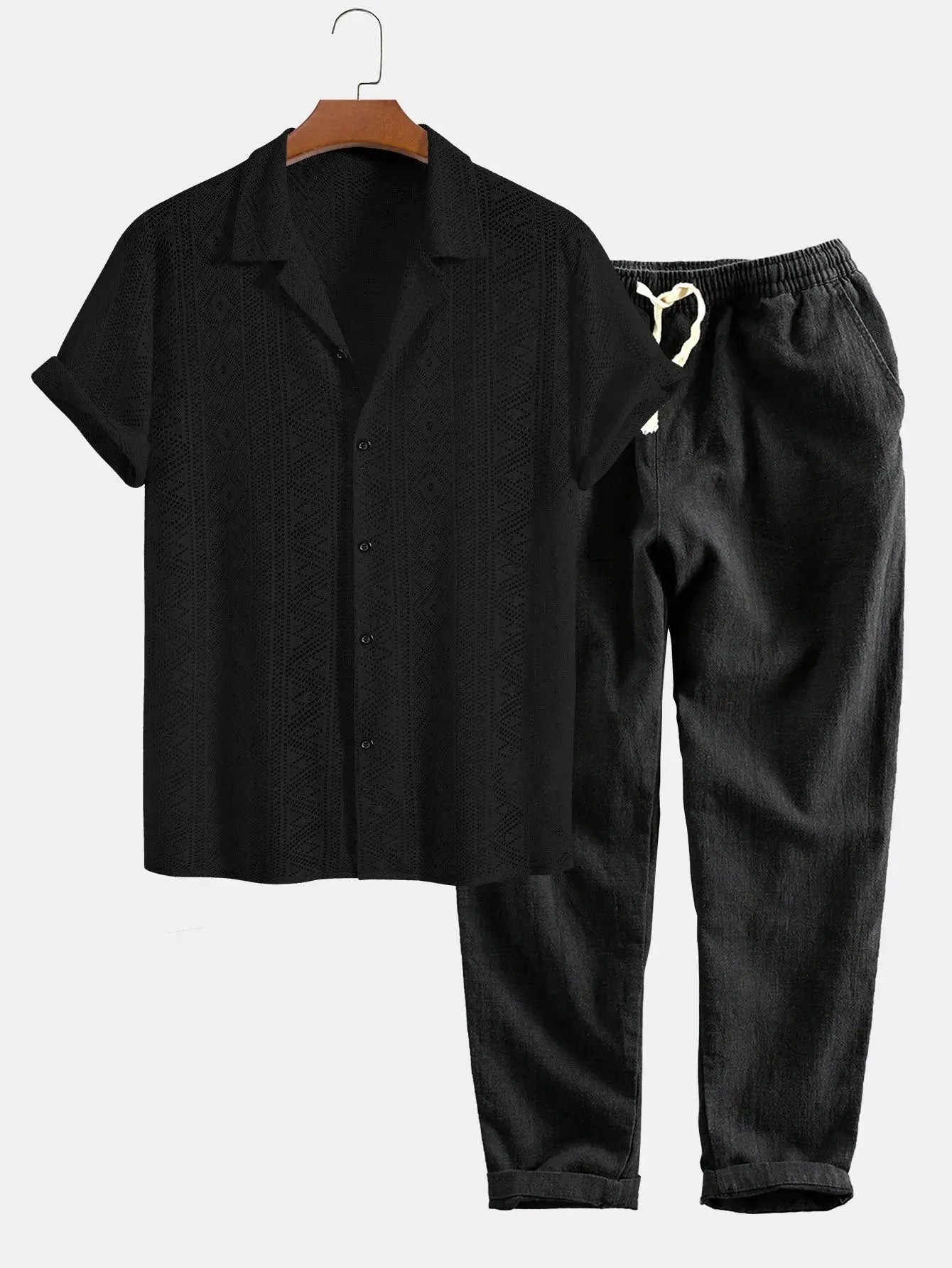 Front view of Black Malé - Short-Sleeved Set