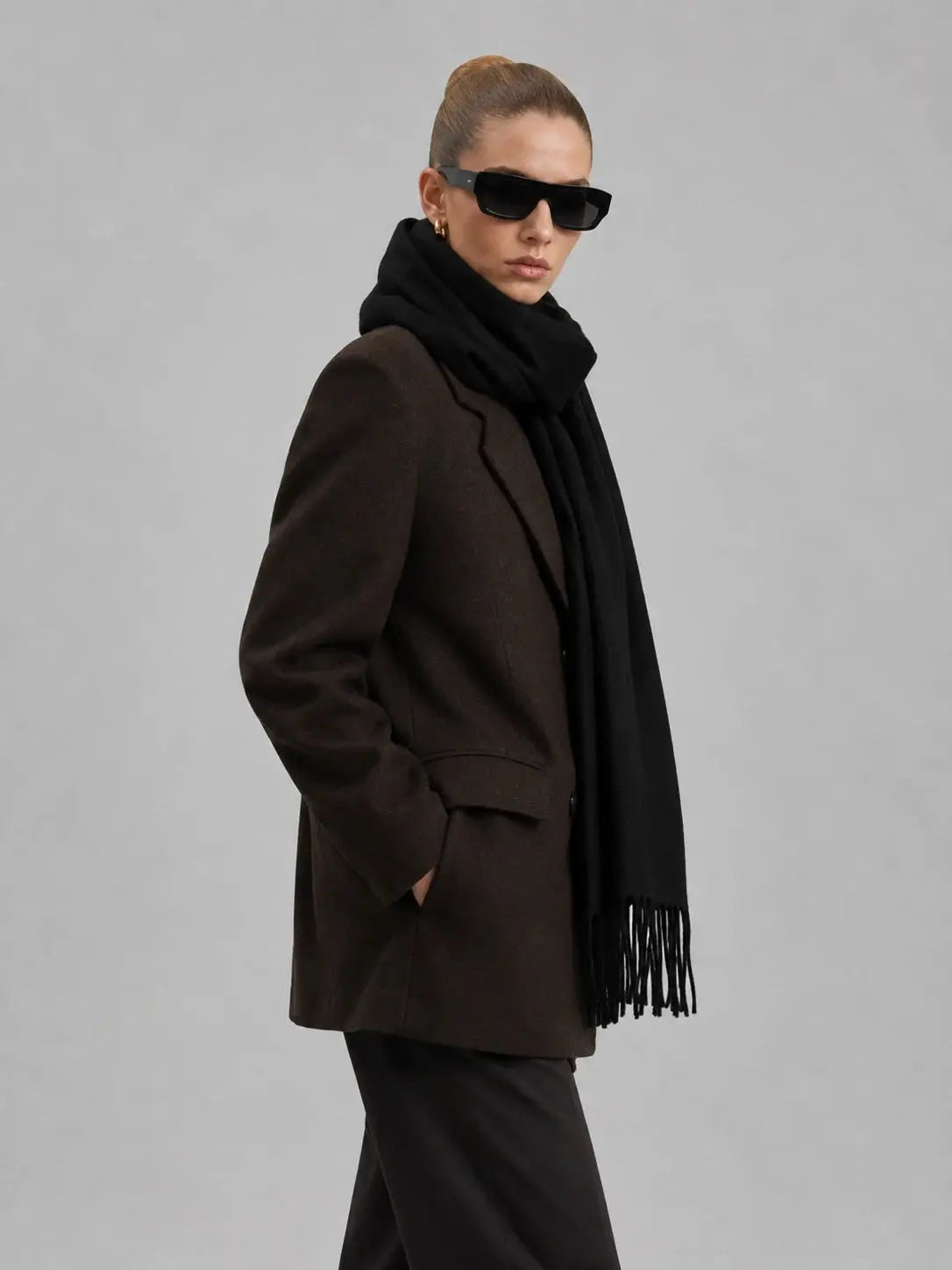 Marcelline Scarf shown in a lifestyle setting, cropped view
