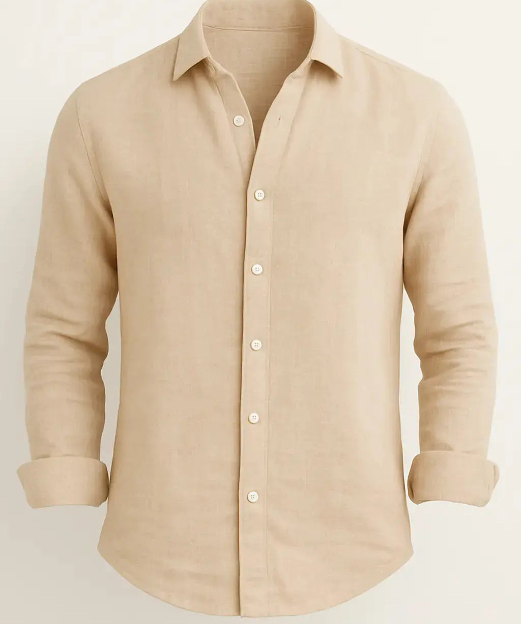 Front view of Beige Men's Casual Shirt