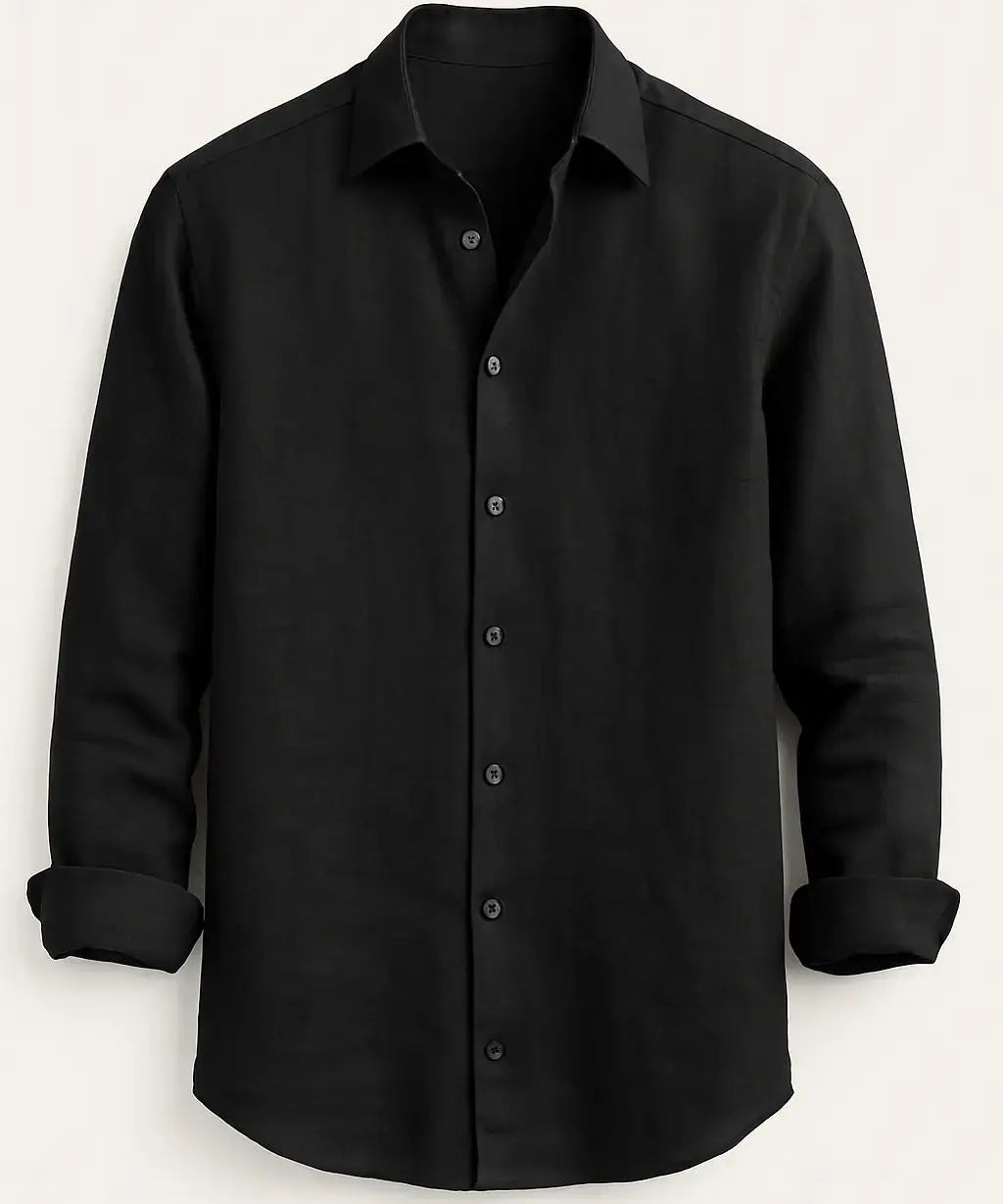 Front view of Black Men's Casual Shirt