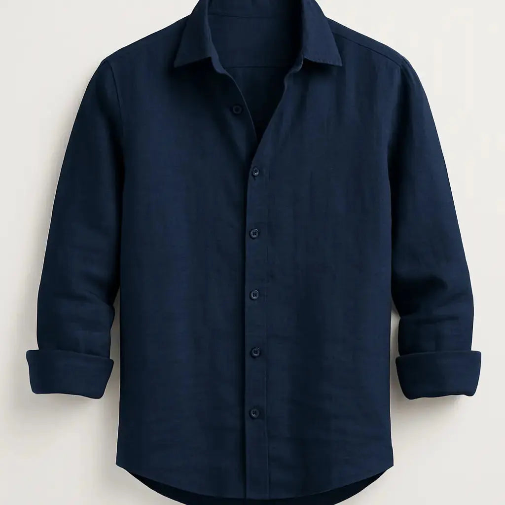 Front view of Navy Blue Men's Casual Shirt