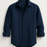 Front view of Navy Blue Men's Casual Shirt