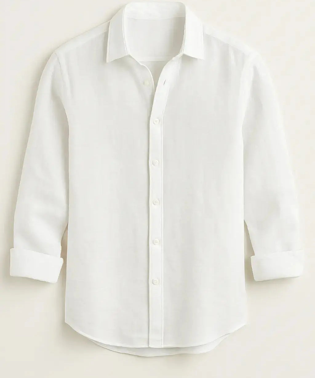 Front view of White Men's Casual Shirt