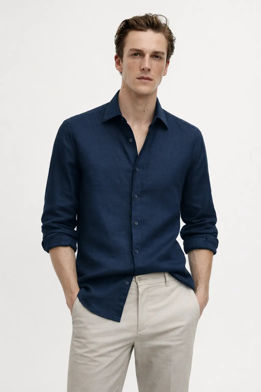 Men's Casual Shirt shown in a lifestyle setting, back angle view