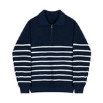 Front view of Royal Blue Merino Half-Zip Sweater