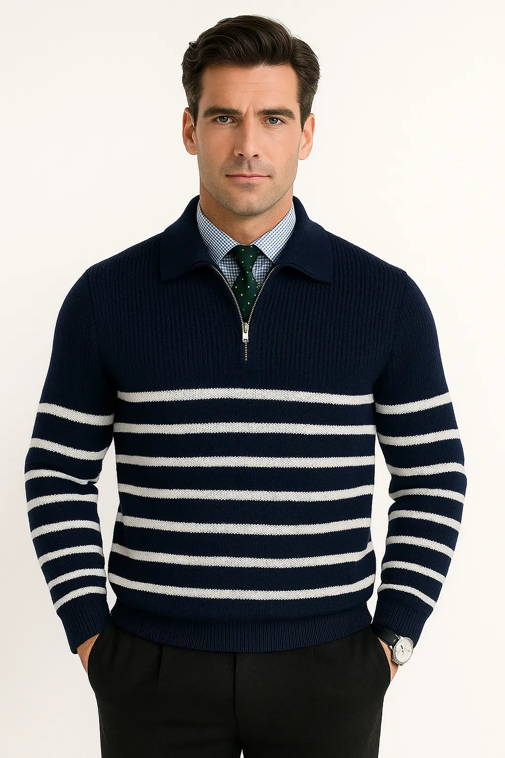 Merino Half-Zip Sweater shown in a lifestyle setting
