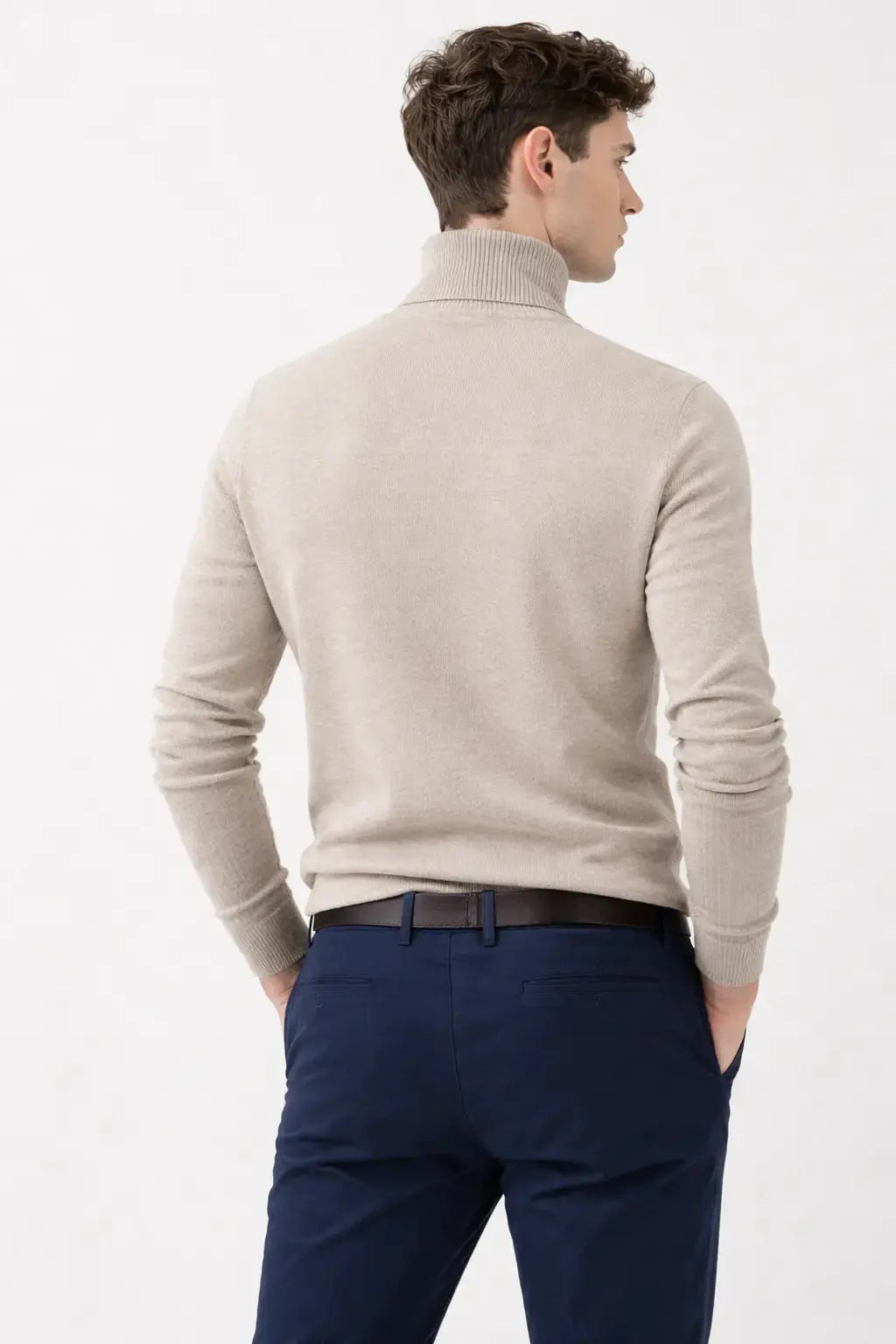 Back view of Merino Royal Turtleneck
