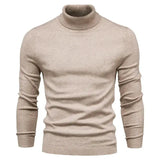 Front view of Beige Merino Royal Turtleneck
