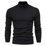Front view of Black Merino Royal Turtleneck