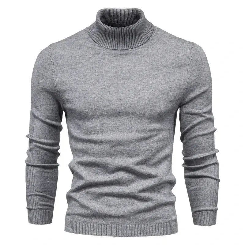 Front view of Grey Merino Royal Turtleneck