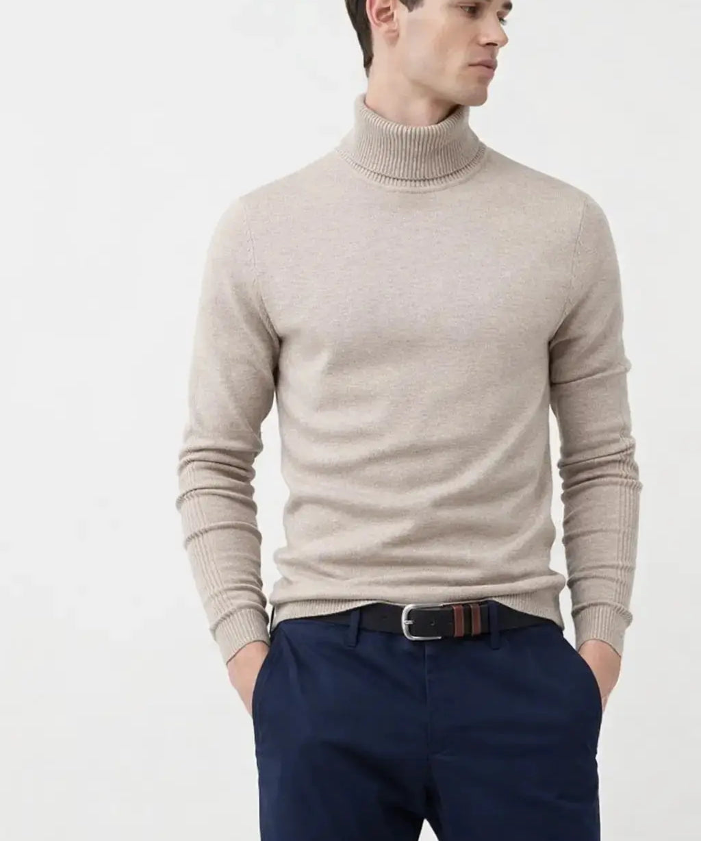 Merino Royal Turtleneck shown in a lifestyle setting