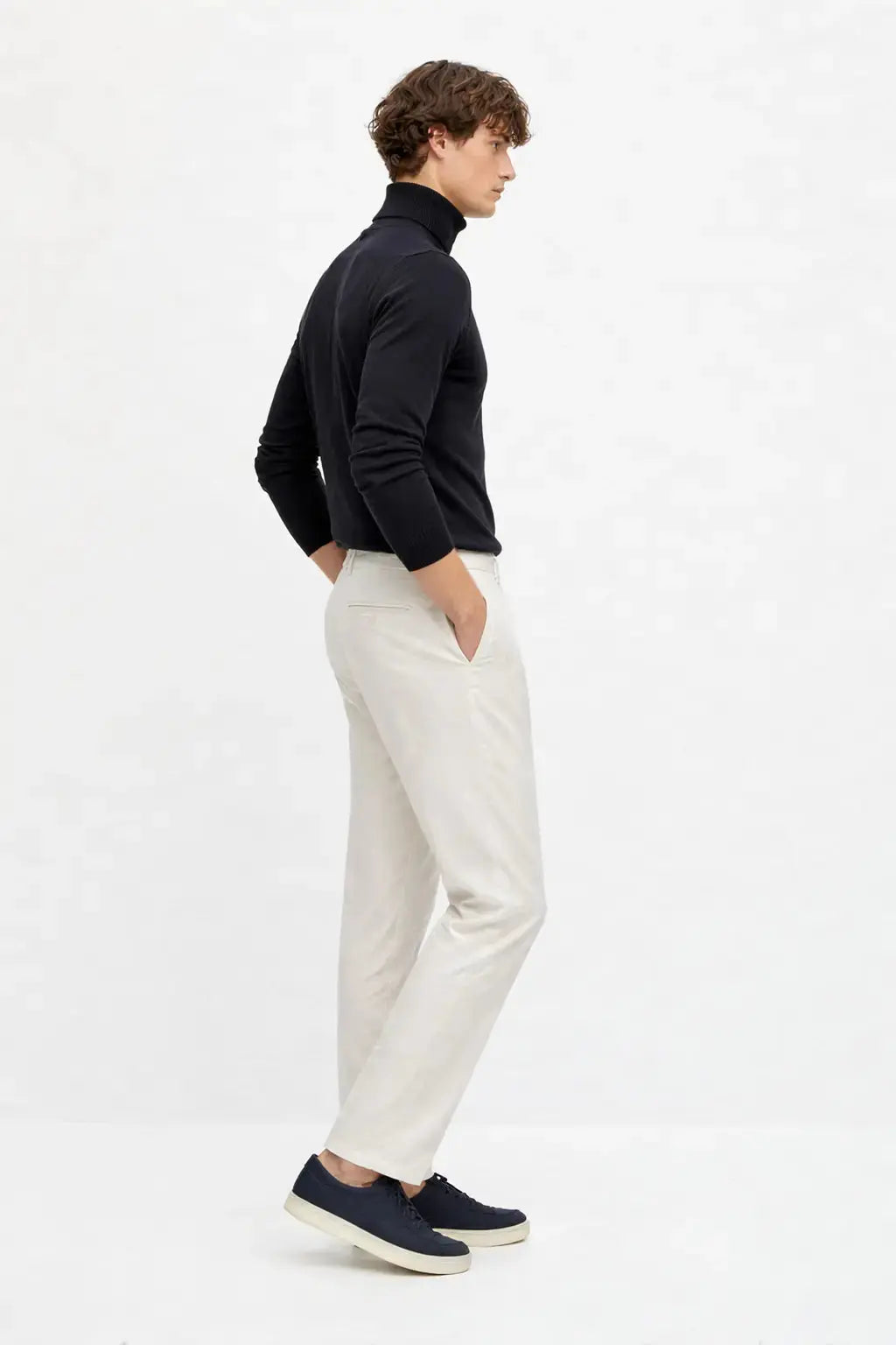 Side view of Merino Royal Turtleneck, alternate view
