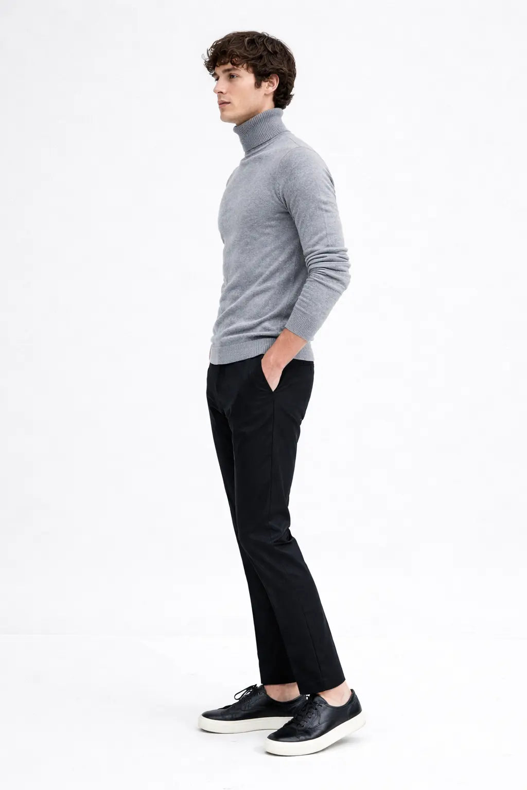 Side view of Merino Royal Turtleneck, opposite side
