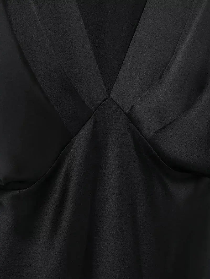 Close-up detail of Midnight Silkes Dress, fabric detail
