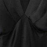 Close-up detail of Midnight Silkes Dress, fabric detail
