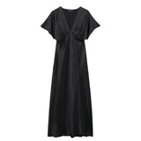 Front view of Black Midnight Silkes Dress