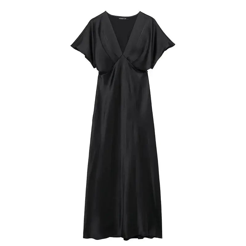 Front view of Black Midnight Silkes Dress