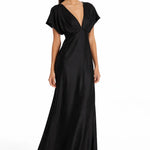 Midnight Silkes Dress shown in a lifestyle setting, alternate view