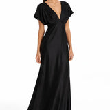 Midnight Silkes Dress shown in a lifestyle setting, alternate view