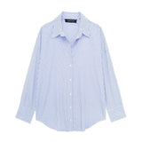 Front view of Light Blue Stripe Minimal Shirt