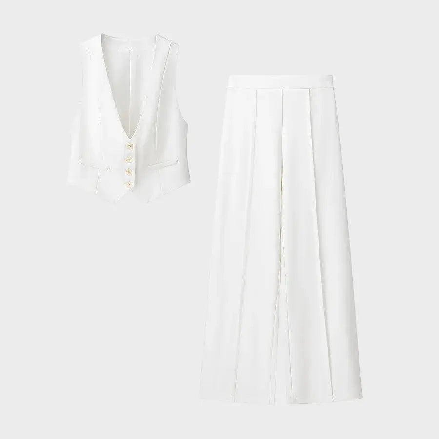 Front view of White Suit Monaco Blanc Linen Suit Set