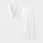 Front view of White Suit Monaco Blanc Linen Suit Set