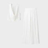 Front view of White Suit Monaco Blanc Linen Suit Set