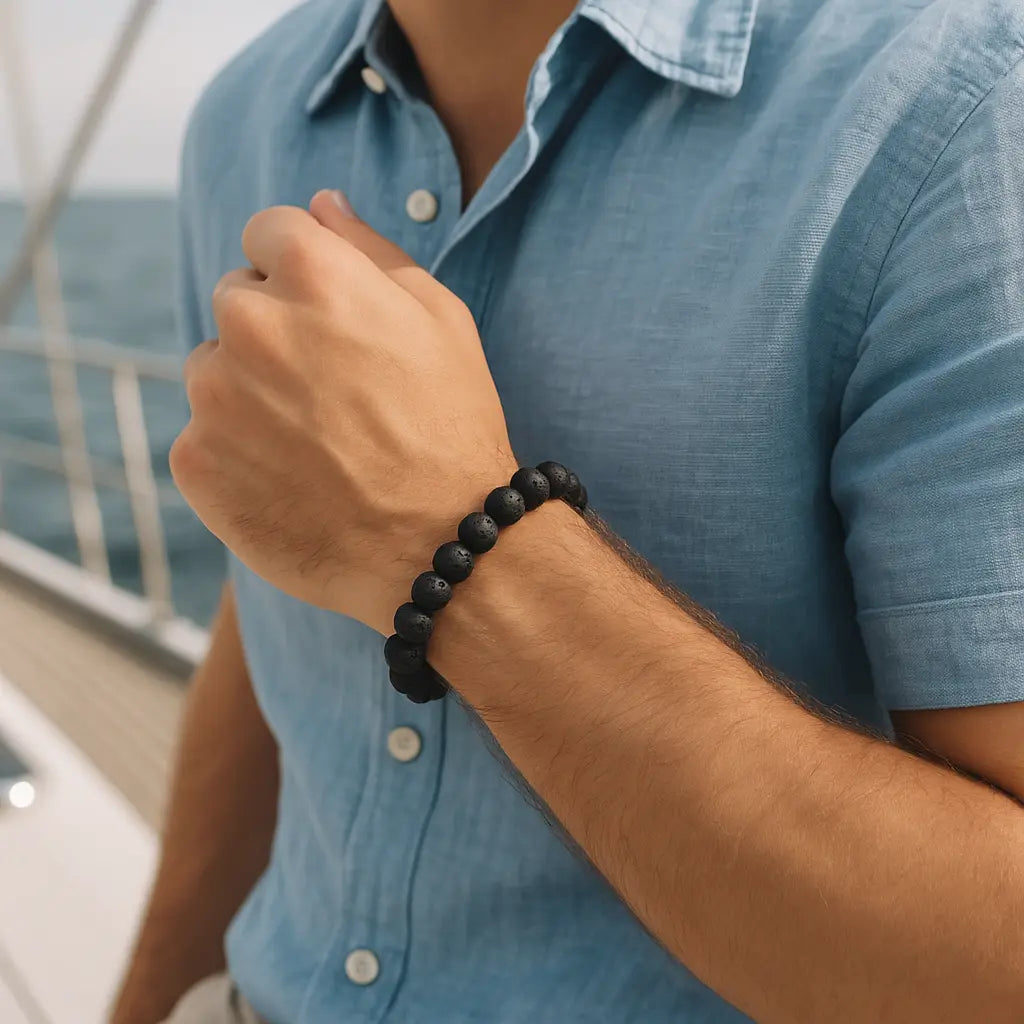 Natural Stone Bracelet shown in a lifestyle setting