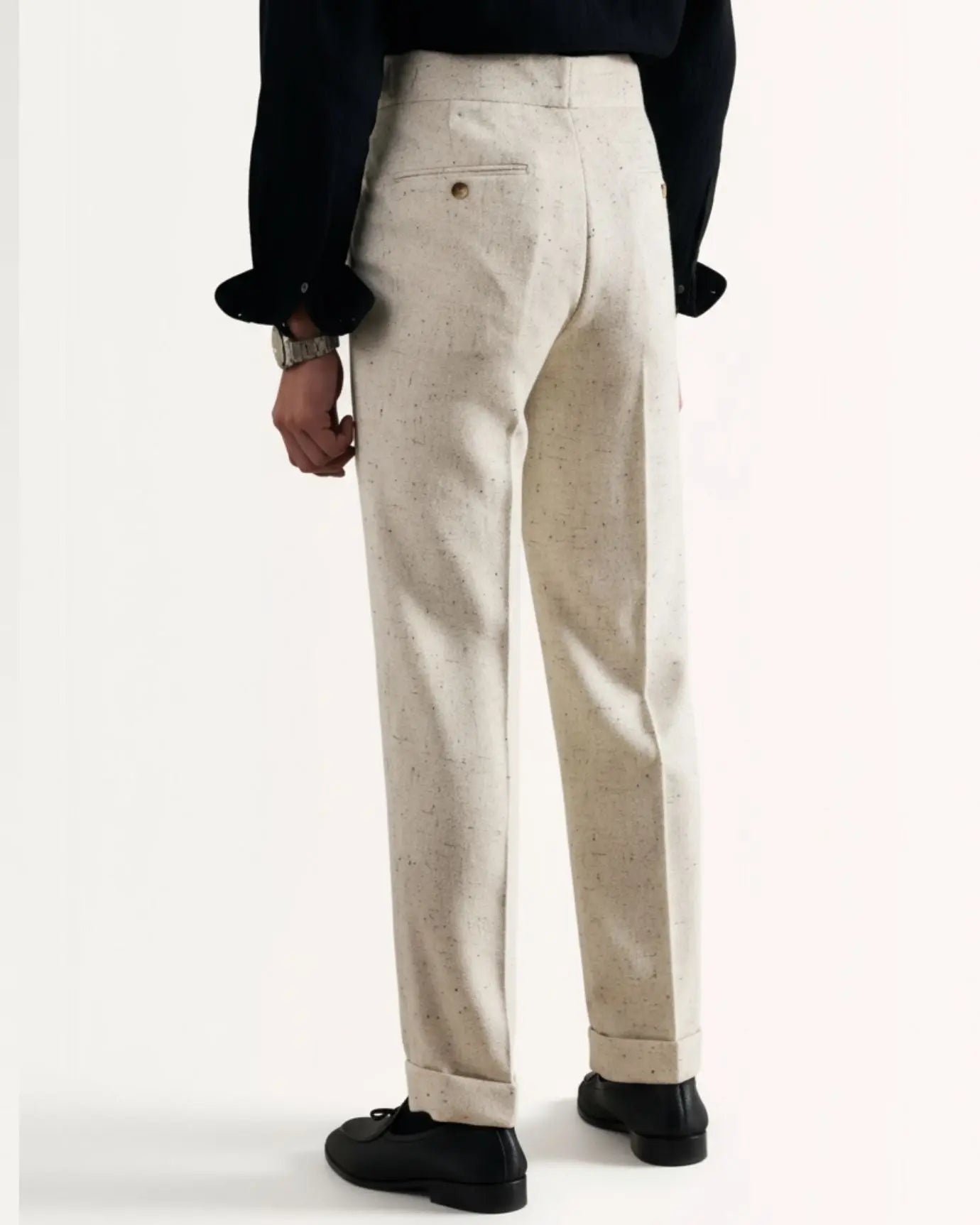 Nice Trousers Limited Edition shown in a lifestyle setting, full length view