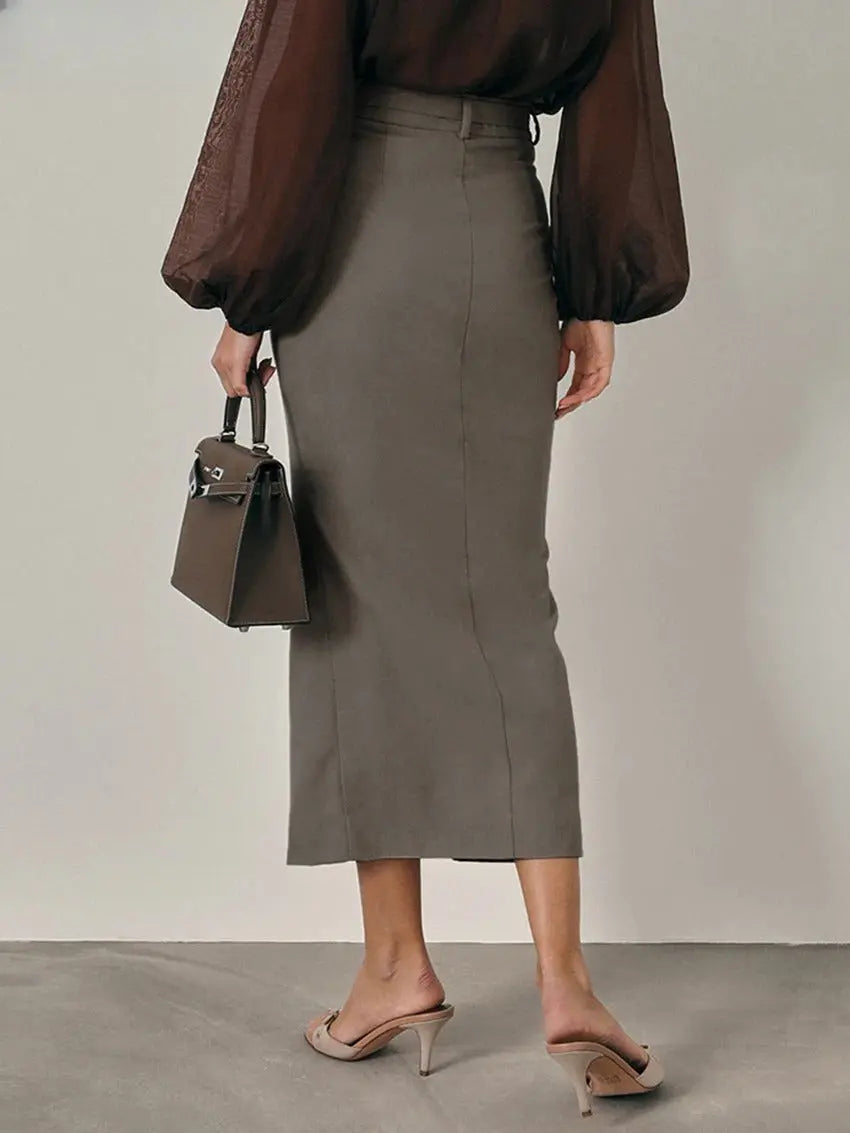 Nina Skirt shown in a lifestyle setting, full length view
