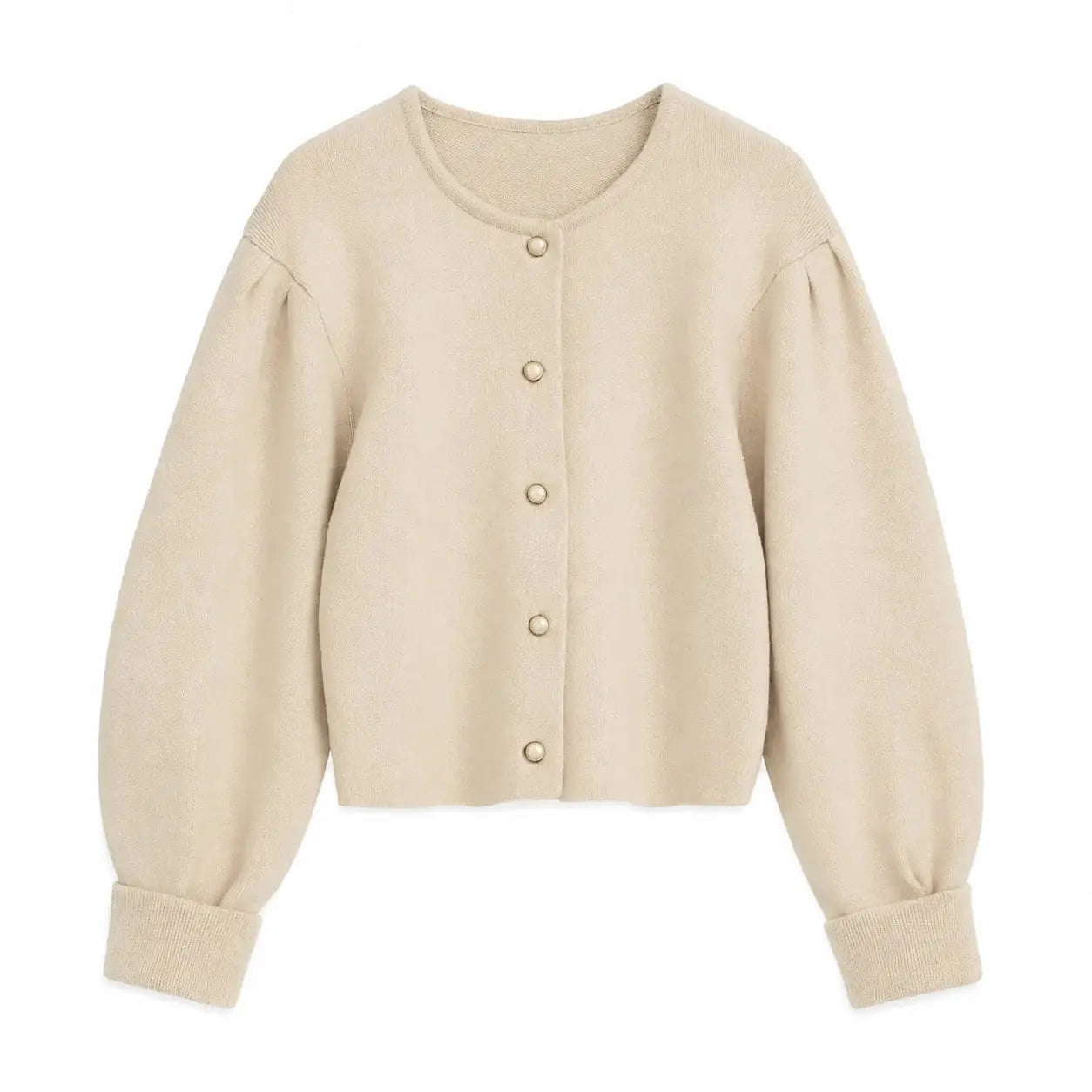 Front view of Beige Nivelle Cardigan